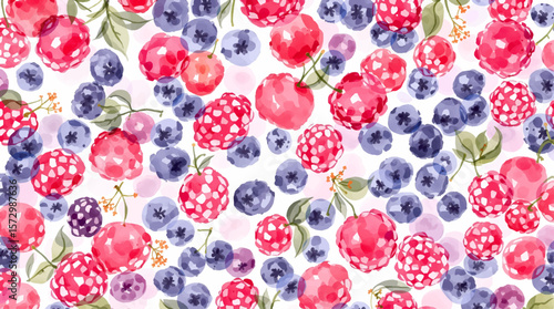 Red Easter eggs on a clean white background with a fresh fruit inspired look featuring sweet berries and a healthy festive feel