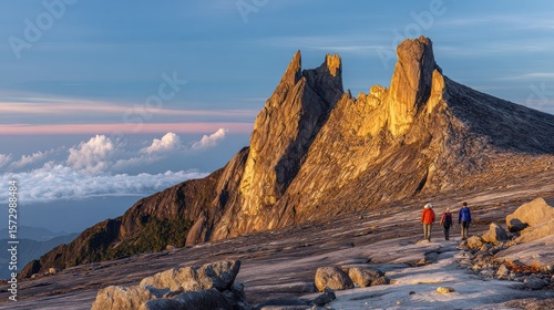 Hikers on Mount Kinabalu Summit Plateau