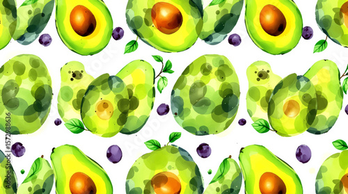 Avocado on green background