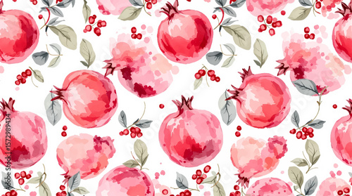 seamless pattern with red garnet watercolor