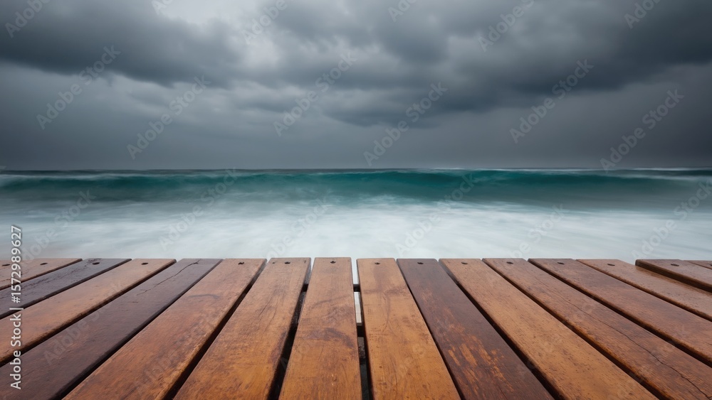 Fototapeta premium A wooden path leads to a picturesque beach with soft sand and clear turquoise waters. An atmosphere of tranquility and relaxation, an ideal place for privacy.
