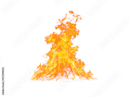 Isolated vibrant flames on a white background