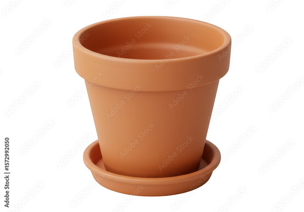 Terracotta flower pot with saucer isolated on transparent background Terracotta flower pot with saucer isolated on transparent background