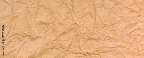 Crumpled brown paper texture. Abstract beige background with wrinkled cardboard texture. Vector illustration horizontal fold crumpled empty biodegradable orange paper template for posters and banners