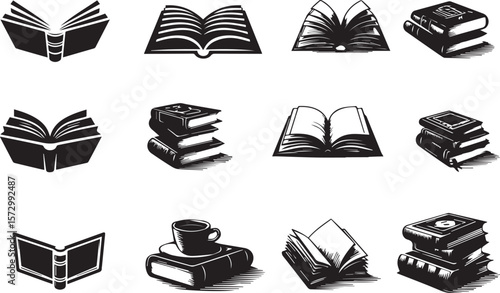 Opened book logo set 