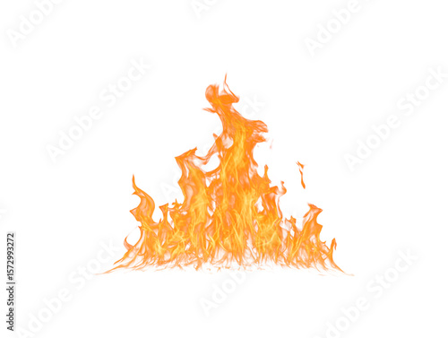 Fototapeta Fire flames isolated on white background, hot and fiery