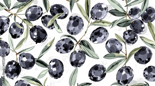 black olives background watercolor
