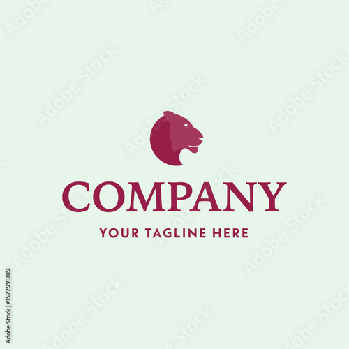 Lioness Logo in Elegant Burgundy – Vector Branding Template with Feminine Power