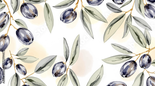 black olives background watercolor