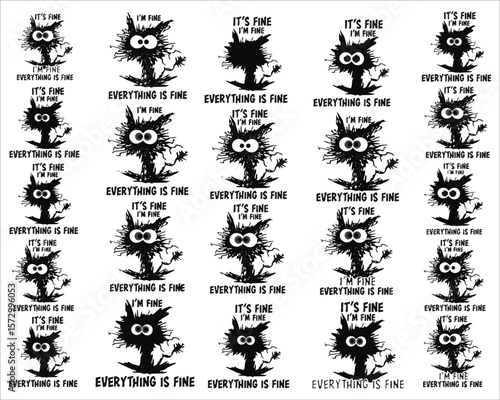 Frazzled Cat Design with Various Eye Colors