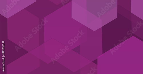 Abstract background of overlapping purple hexagons with varying shades and transparency.