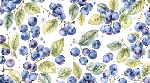 Watercolor background pattern berries on white background