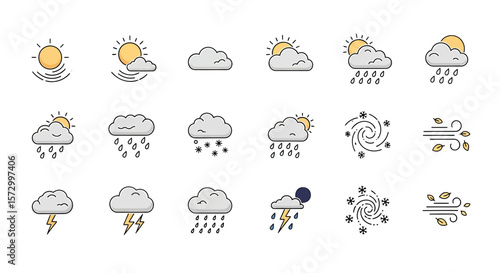 Weather Phenomena Vector Icon Set