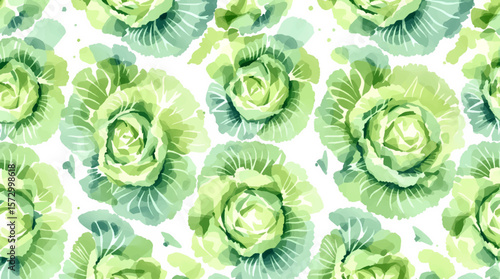 Watercolor Green Rosette Succulent Pattern Background for Design and Decor Projects