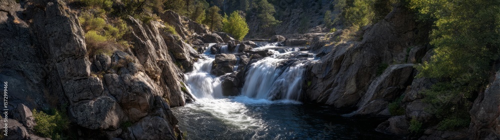 Fototapeta premium Waterfall adventure in nature hdr 360 degrees scenic viewpoint