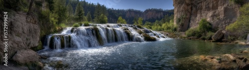 Scenic waterfall adventure nature park hdr 360 degrees hdri view