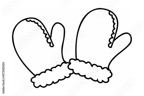 Warm winter mittens with fluffy trim gloves clothing
