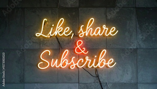 Neon Sign Like, Share, & Subscribe - Social Media Engagement