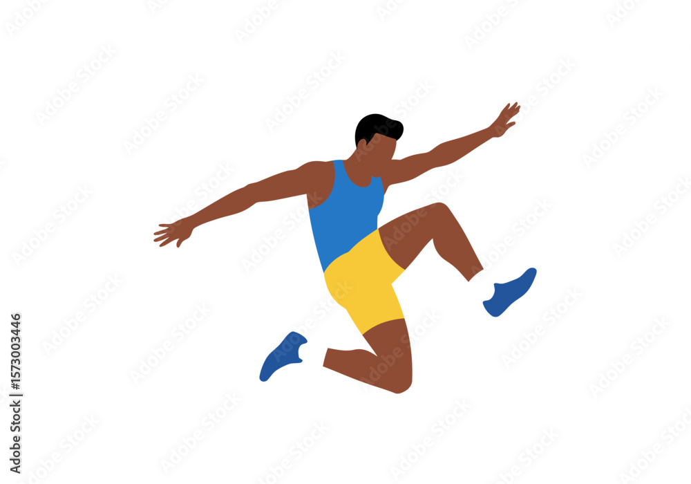Athlete in MidAir Vector Illustration of a Long Jumper. Athlete in MidAir Vector Illustration of a Long Jumper.
