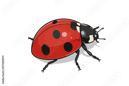 A charming ladybug design with vibrant red and black hues, perfect for nature themed graphics or children's educational material.