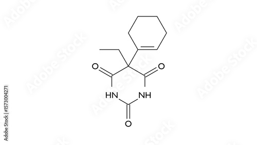 Obraz na plátně cyclobarbital molecule, structural chemical formula, ball-and-stick model, isola