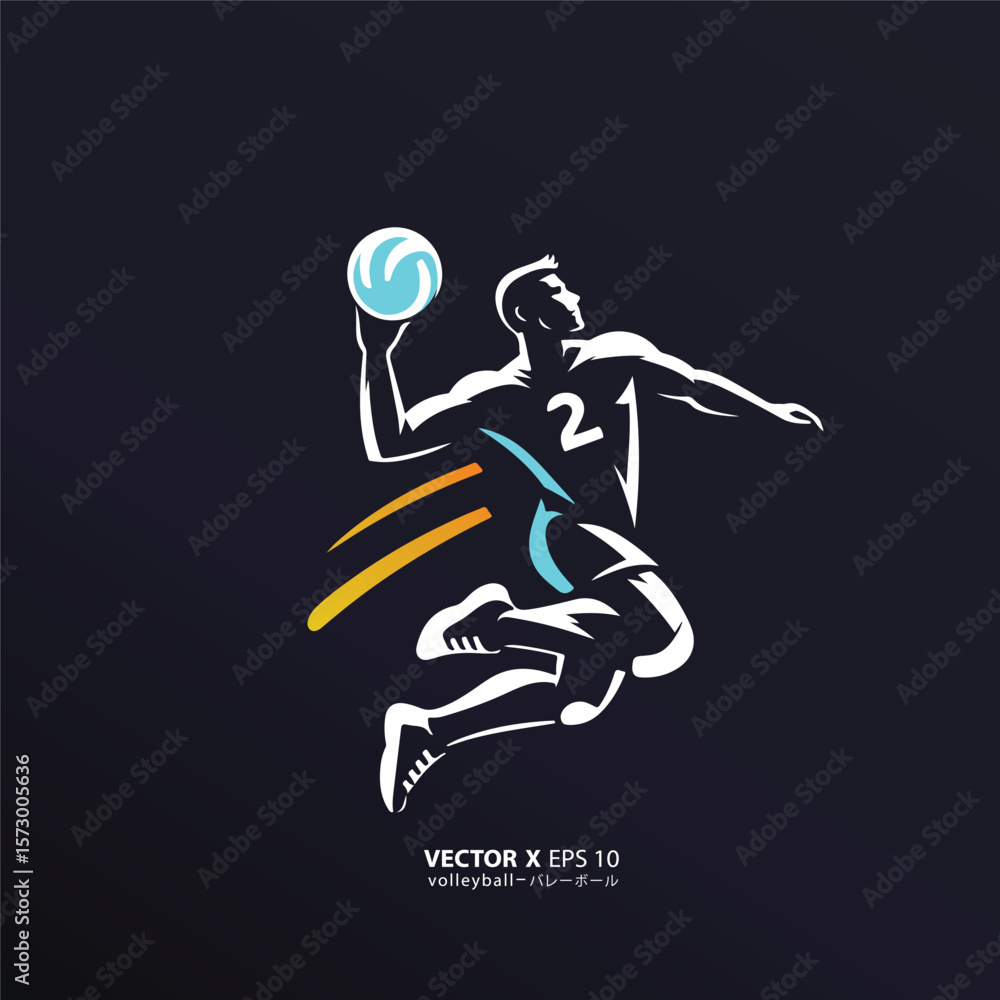design vector art of man or girl playing volly in style design vector art of man or girl playing volly in style