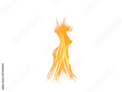 Isolated bright orange flame on white background