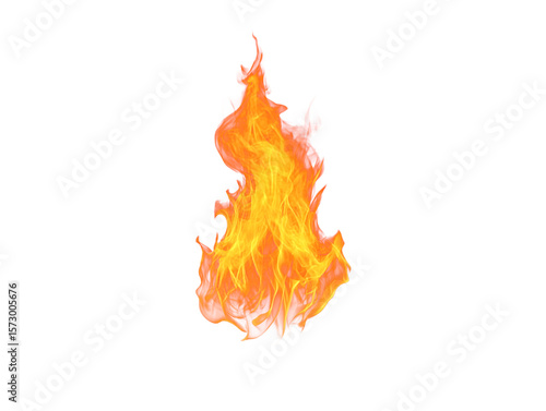 Fiery flame on white background, perfect for overlay and design element