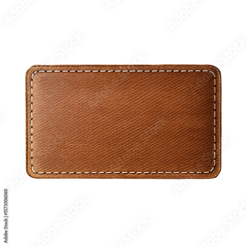 Leather label textured and styled for branding use isolated on transparent background
