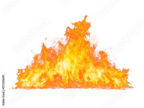 Vivid flames burst forth in a dynamic display against a white background