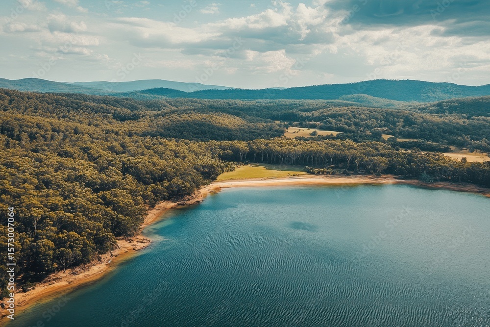 Obraz premium Stunning coastal view at Wallaga Lake in New South Wales, Australia during a sunny day, Wallaga Lake ocean coast in Australia NSW Travel destination aerial view