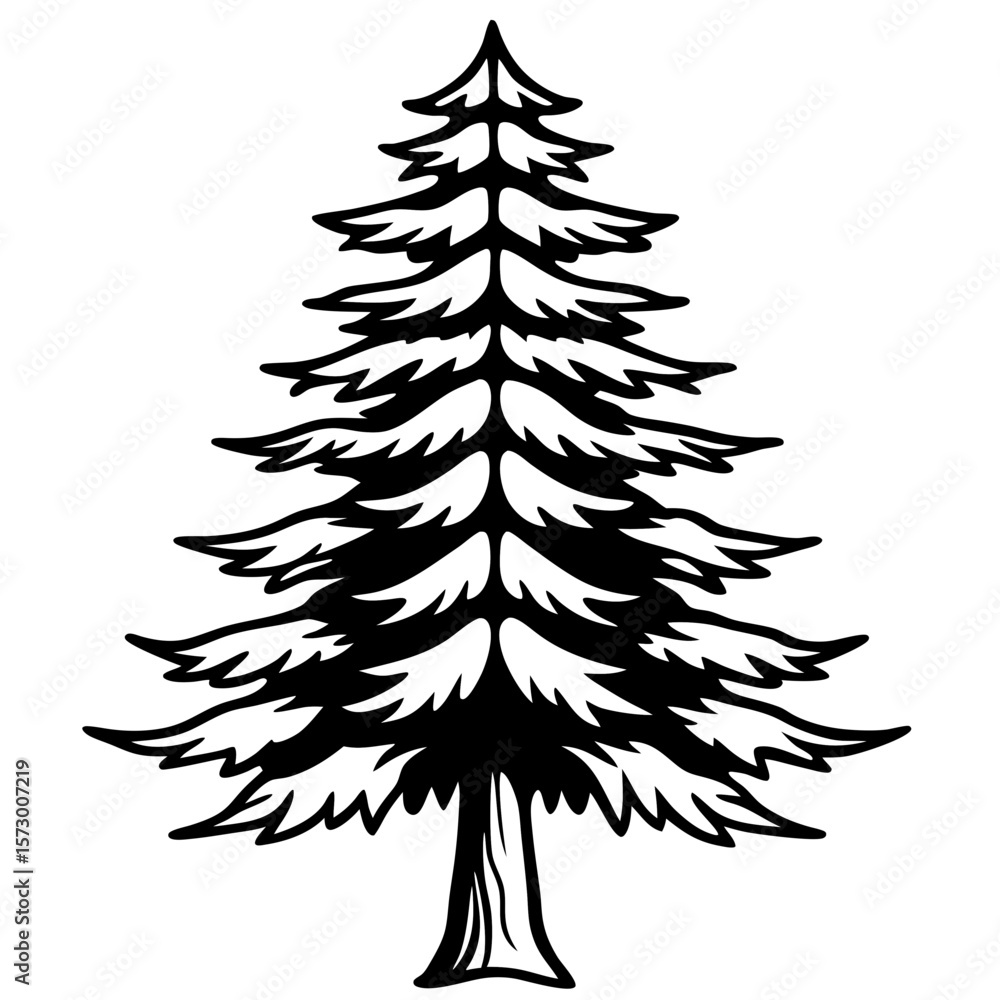 Obraz premium Cedar line art vector