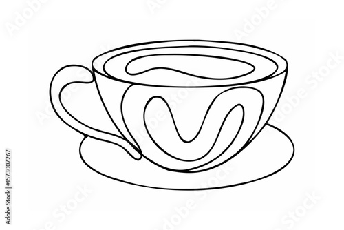 Abstract coffee cup and saucer drawing beverage drink