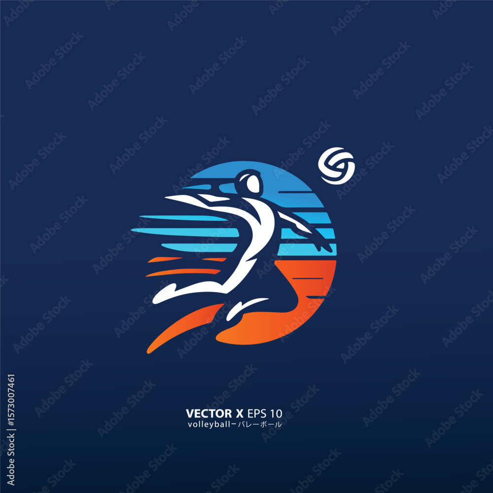 Fototapeta premium design vector art of man or girl playing volly in style