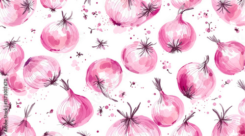 seamless pattern onion watercolor