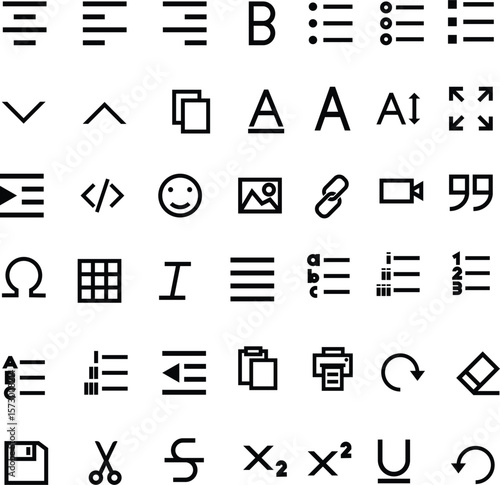 Text Editor Outline Icon Set