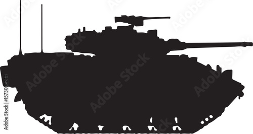 Tank silhouette vector isolated black military armored vehicle illustration