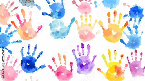 colorful hand print watercolor