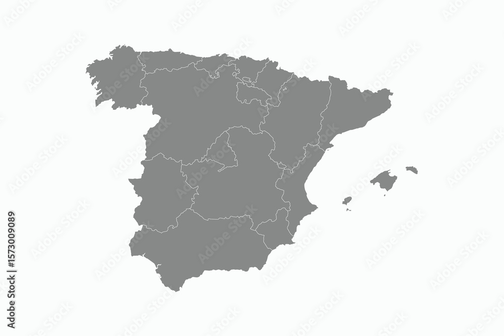 Fototapeta premium Vector graphic artwork suitable for print and web containing flat detailed map of SPAIN