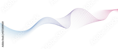 Flowing Dot Wave halftone gradient pattern on transparent background	
