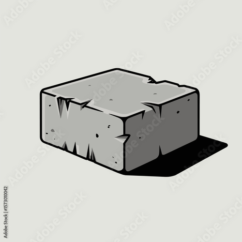 Minimalist Hollow Concrete Block in Flat Style