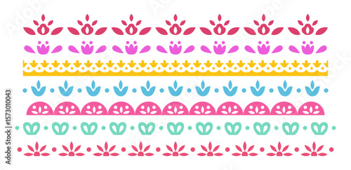 Horizontal border mexican ornament design vector illustration. Decorative hispanic folk divider template.