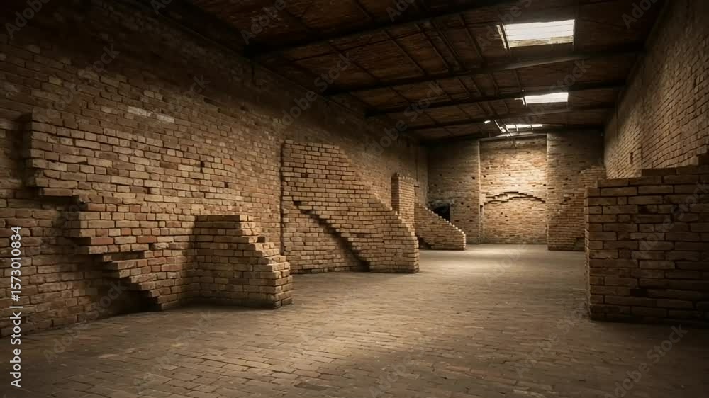 custom made wallpaper toronto digitalEmpty industrial warehouse with brick walls and shadows