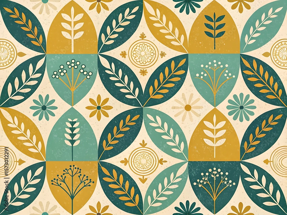 Fototapeta premium Geometric Botanical Pattern Background