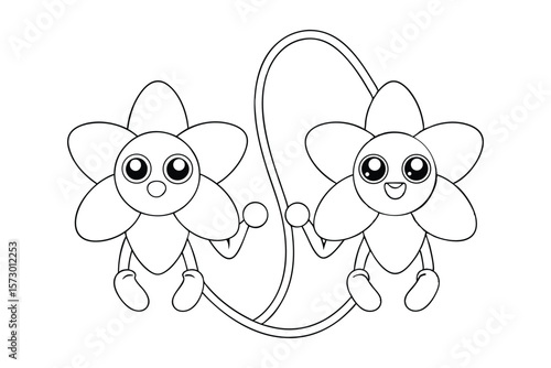 Skipping Ropes Lassoing Flowers in Air