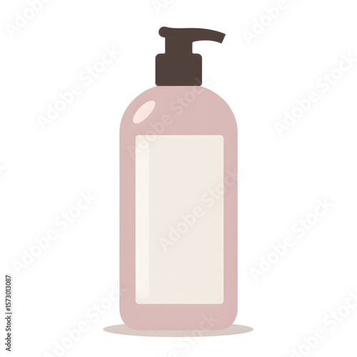 Pink plastic bottle with pump dispenser for lotion or soap  