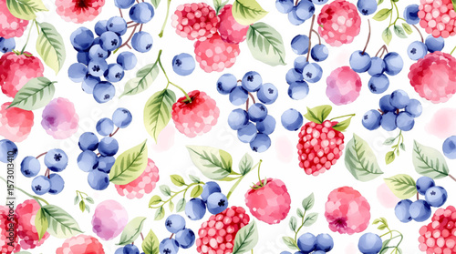 Seamless pattern of fresh fruits and vegetables on a white background	