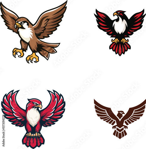 Eagle falcon hawk bird mascot logo design illustration eps