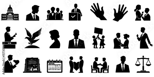 Silhouette Government & Civic Participation Icons Set