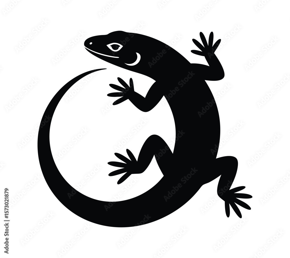Naklejka premium Komodo Dragon Logo, Black Reptile Vector Emblem